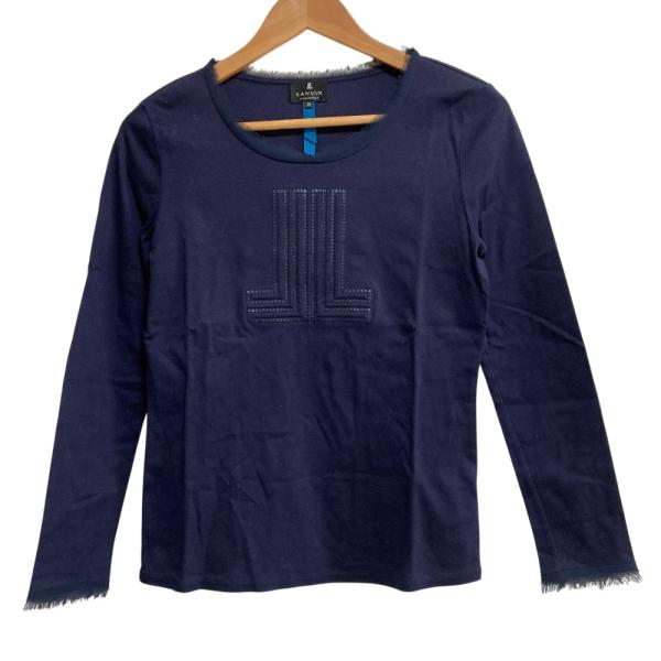 美品 LANVIN COLLECTION ランバンコレクション スパンコールロゴ カットソー サイズ38 ネイビー レディース 古着 中古