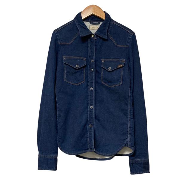美品 YANUK ヤヌーク DENIT ストレッチ デニムウエスタンシャツ XS インディゴブルー レディース 古着 中古