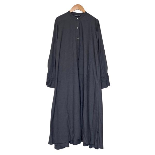 美品 mizuiroind ミズイロインド T/Rスタンドカラーフレアワンピース mizuiroind（ミズイロインド） 美品 T/R スタンドカラー フレア