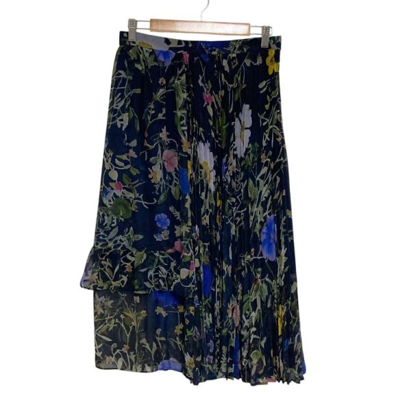 ポールスミス プリーツ アシンメトリー フラワープリント マキシ丈 ワンピース PS Paul Smith 美品 ピーエスポールスミス フラワープリント シアー