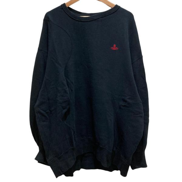 美品 Vivienne Westwood ヴィヴィアンウエストウッドレッドレーベル オーブ刺繍 ウェーブステッチ スウェット 00 ブラック レディース 古着 中古