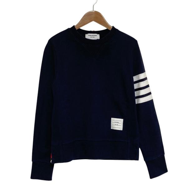 良品 THOM BROWNE トムブラウン クラシック ループバック 4-BAR スウェットシャツ サイズ44 ネイビー レディース 古着 中古