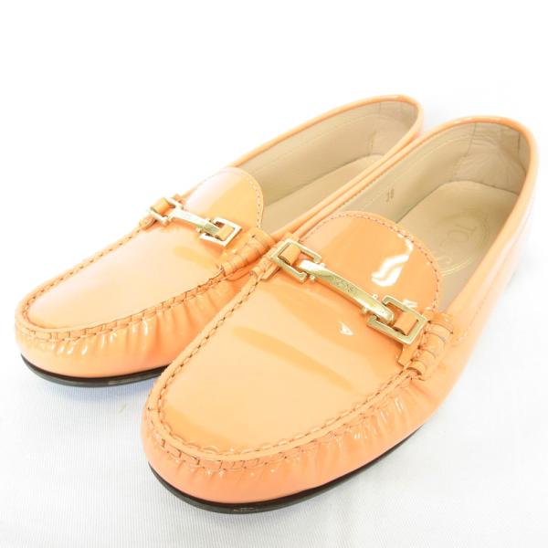 TOD'S トッズ ローファー パテントレザー ダークブラウン 38 良品 TOD'S トッズ パテントレザー ビットローファー ドライビング