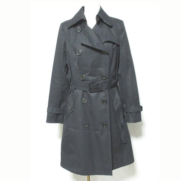 良品 BURBERRY BLUE LABEL バーバリーブルーレーベル 裏地ノバチェック トレンチコート FR530-275-09 サイズ40 ブラック レディース 古着 中古