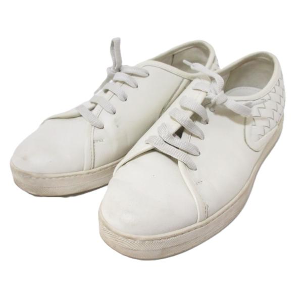 BOTTEGA VENETA / イントレチャート・ローカットスニーカー/37/WHT/レザー 良品 BOTTEGA VENETA ボッテガヴェネタ イントレチャート レザー