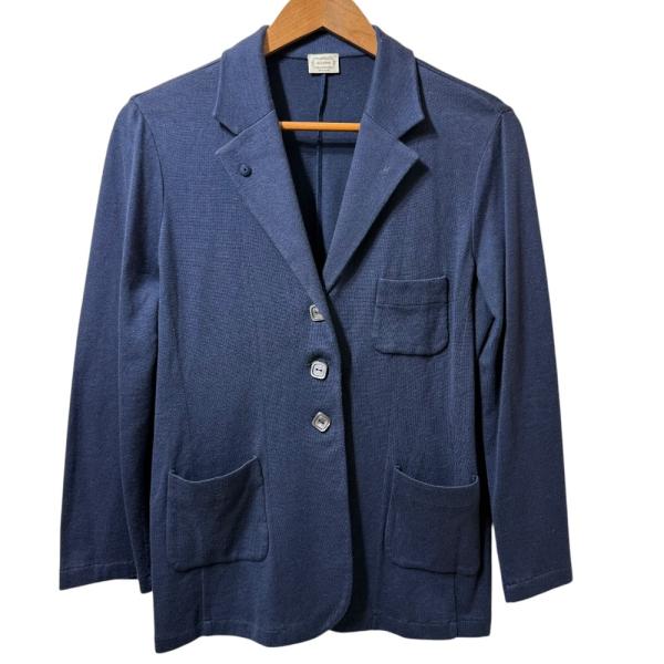 Agnona - 美品 AGNONA アニオナ ニットテーラードジャケット 44 ネイビー レディース 古着 中古 USED AGNONA（アニオナ） 美品 ニットテーラードジャケット 44 ネイビー