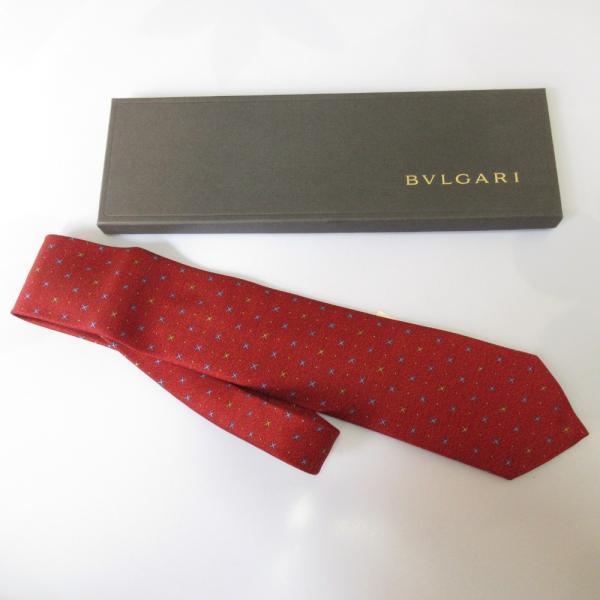美品BVLGARI 100%ネクタイ BVLGARI ブルガリ ネクタイ 美品 ネイビー シルク100