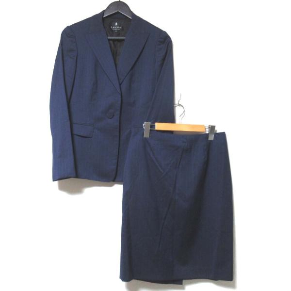 専用ランバンコレクション セットアップスーツ S相当 ネイビー 美品 LANVIN COLLECTION 美品 ランバンコレクション ピンストライプ柄