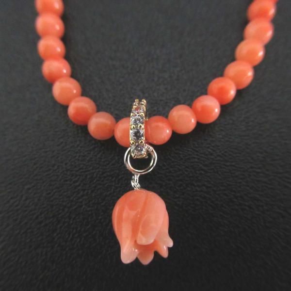 【新品未使用】珊瑚礁　ネックレス K18金具　珊瑚　コーラル　上品です✨ ネックレス K18YG環 サンゴ 珊瑚 さんご コーラル ノーブランド