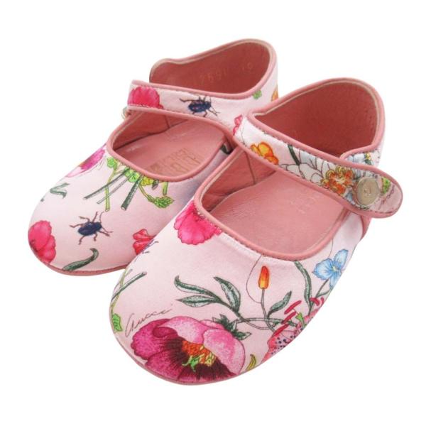GUCCI 良品 グッチ フローラル サテン ベビーシューズ