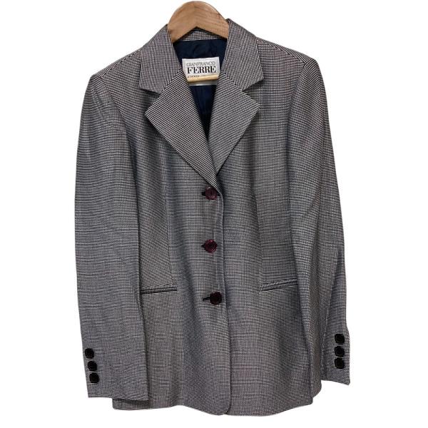 GIANFRANCO FERRE 刺繍ジャケット　テーラード　ブラウン　40 GIANFRANCO FERRE 刺繍ジャケット テーラード ブラウン 40