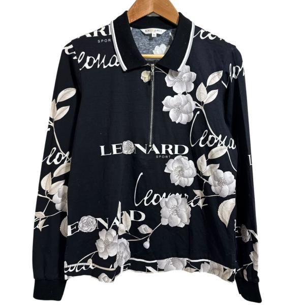 美品【レオナール】フラワー&ハート プリント 40 長袖 ポロシャツ ブラック 2025年最新】LEONARD レディース ポロシャツの人気アイテム