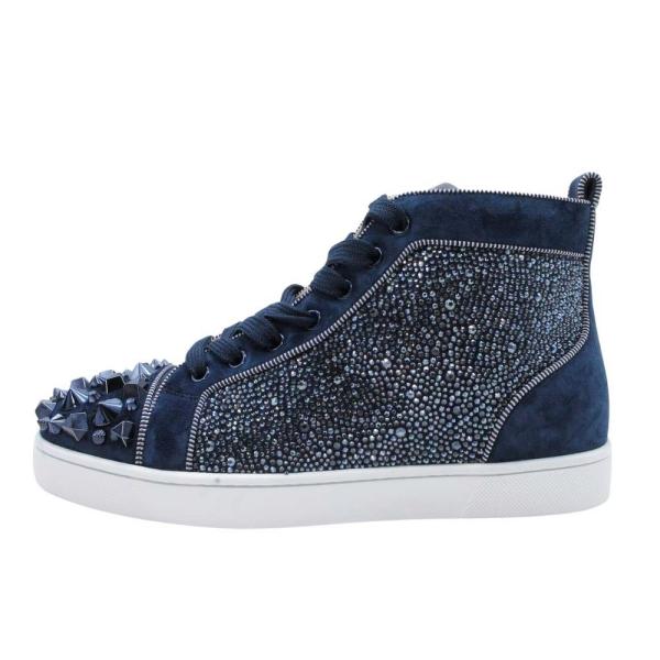 25SS【ルブタン】Louis ハイトップスニーカー ヴォーベロア Christian Louboutin 新品同様 クリスチャンルブタン Louis FLAT