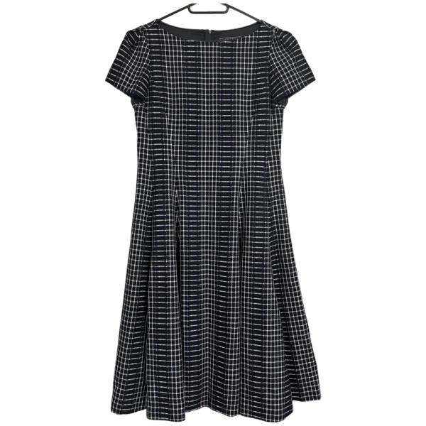 FOXEY ワンピース38 エスプレッソ フィットフレア 美品 上品 膝丈 FOXEY（フォクシー） 美品 2023年モデル チェック柄 半袖 ひざ丈