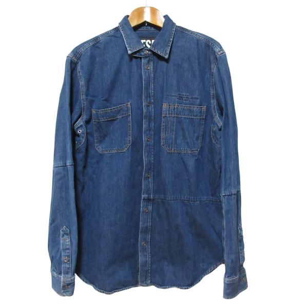 DIESEL（ディーゼル） 美品 ロゴ刺繍 デニムシャツ シャツジャケット L