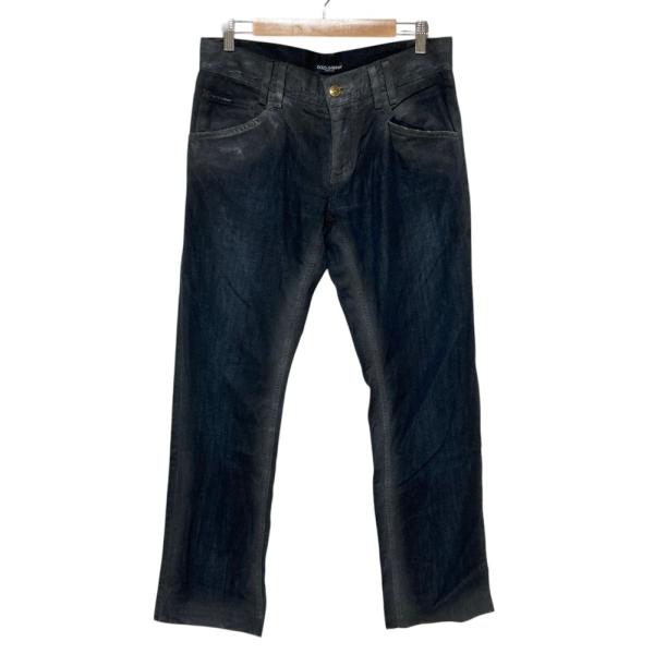 美品 Dolce&Gabbana ドルチェ＆ガッバーナ 14classic ロゴプレート コーティング デニムパンツ G3S9TD サイズ46 ブラック ネイビー メンズ 古着 中古 USED kigaeru_372015023012