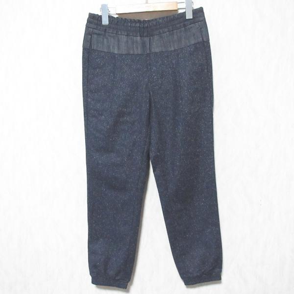 美品 EMPORIO ARMANI エンポリオアルマーニ メランジウール ストレッチ イージージョガーパンツ 44 インディゴブルー メンズ 古着 中古 USED kigaeru_372018019008