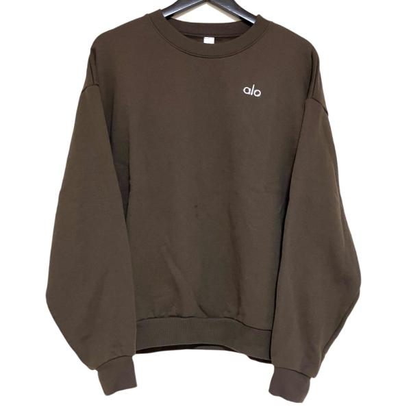 alo ブラウン トレーナー Alo Yoga アローヨガ Accolade Crew Neck Pullove 裏起毛 スウェット