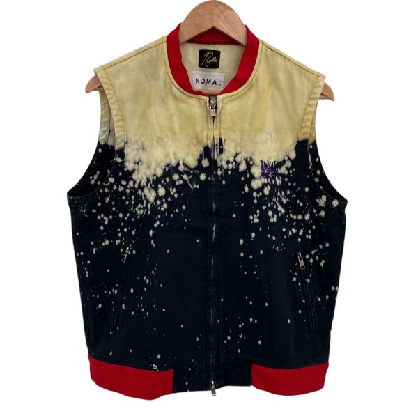 良品 NEEDLES ニードルス NOMA t.d. ノーマティーディー W.S.S. Vest - Hand Dyed ジップアップ ベスト N35-NNVE01 サイズS ブラック メンズ 古着 中古