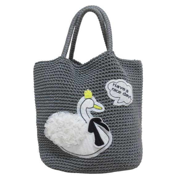 LUDLOW（ラドロー） 美品 スワン 刺繍 かぎ編み コードバッグ トート