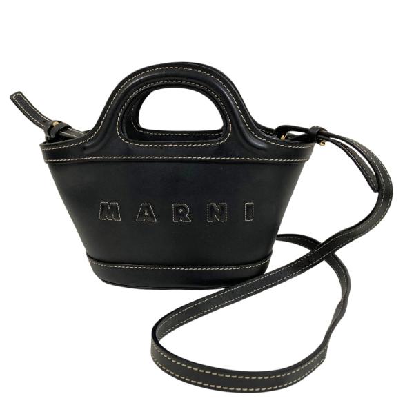 美品 MARNI マルニ TROPICALIA MICRO BAG ミニ 2WAY ショルダーバッグ ブラック レディース 古着 中古 USED MARNI（マルニ） 美品 TROPICALIA MICRO BAG ミニ 2WAY ショルダー