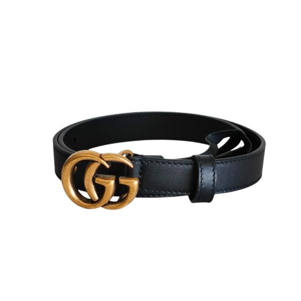 美品 GUCCI グッチ GGマーモント レザー ナローベルト 409417 70・28 ブラック レディース 古着 中古 USED GUCCI（グッチ） 美品 GGマーモント レザー ナローベルト 409417 70