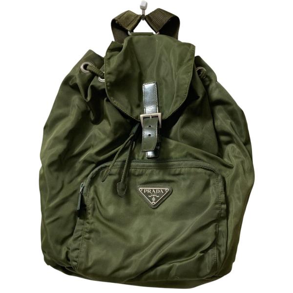 MAHALO⭐︎　PRADA ナイロンリュック カーキ 正規品 PRADA（プラダ） 良品 トライアングルロゴプレート ナイロン バック