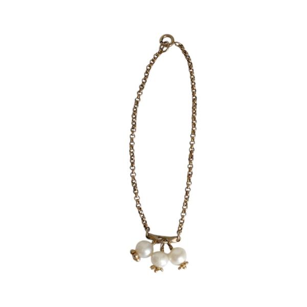 美品 Chang Mee チャンミー パール チェーンブレスレット アクセサリー 箱付き ゴールドカラー レディース 古着 中古