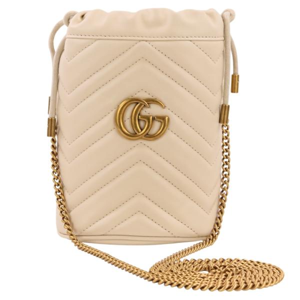 GUCCI（グッチ） 美品 GGマーモント レザー ミニ バケット チェーン