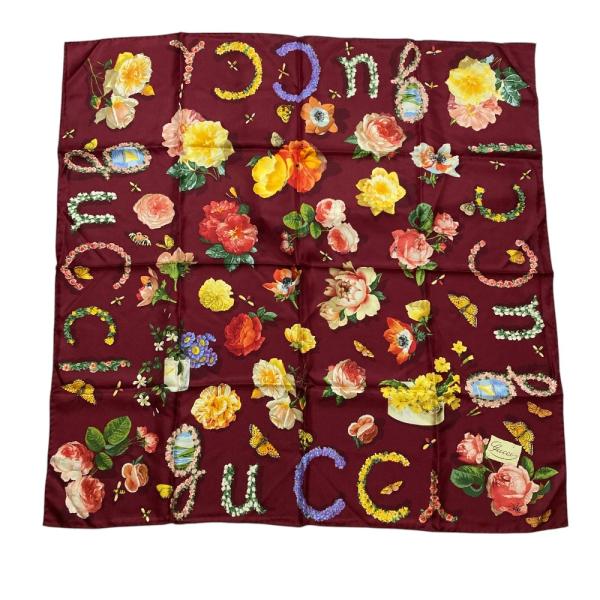 GUCCI（グッチ） 美品 昆虫×ローズプリント 大判 シルクスカーフ