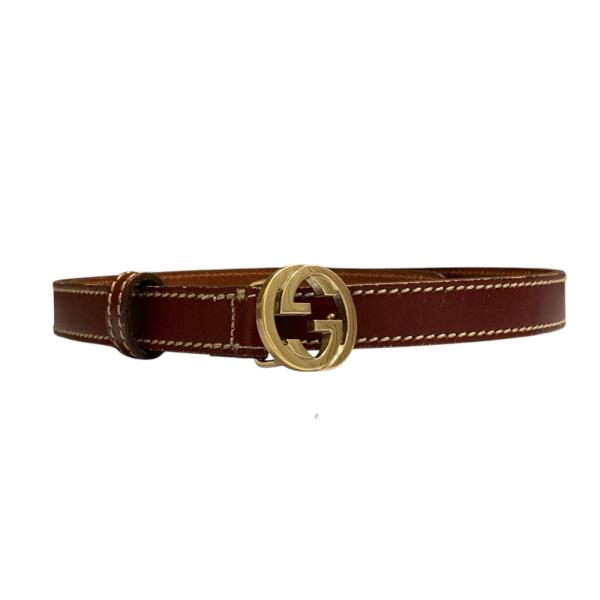 GUCCI（グッチ） 良品 インターロッキング レザー ナローベルト 152614