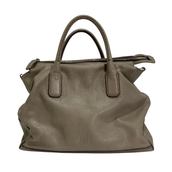 美品 HIROFU デュオ 牛革 2wayバッグ 定価10万 グレーべージュ HIROFU（ヒロフ） 美品 デュオ レザー 2wayバッグ グレー レディース