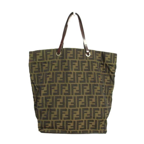 良品 FENDI フェンディ ズッカ キャンバス トートバッグ 2201-26598 ブラウン レディース 古着 中古