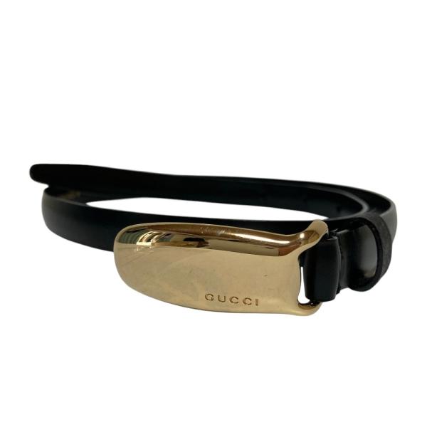 GUCCI（グッチ） 美品 ロゴ金具 バックル レザー ナローベルト 65cm 26
