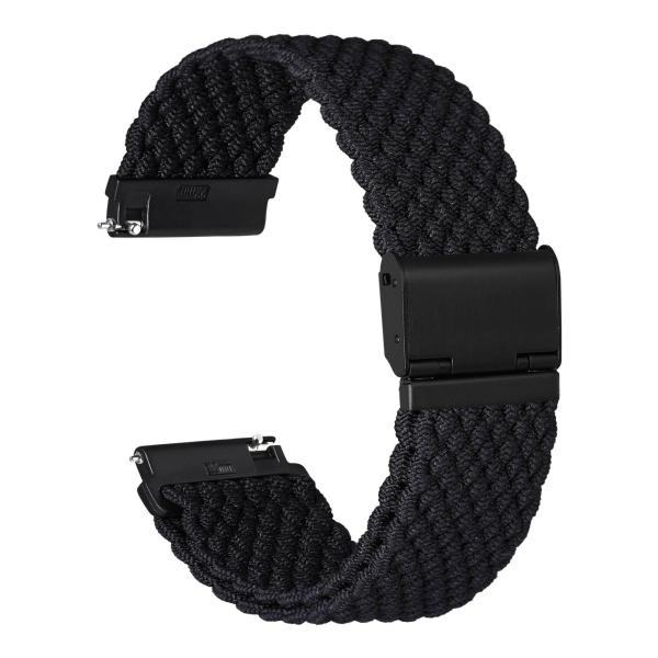 [Ayadoo] 編みナイロン時計バンド、Quick Release腕時計バンド、16mm・ブラック・ブラック尾錠