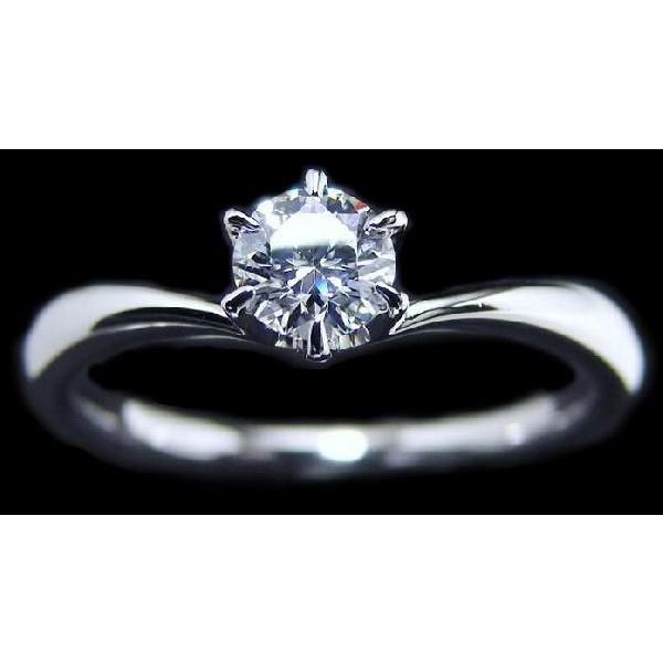 プラチナ（Pt900）ダイヤモンド緩やかV字デザインリング【0.3ctup F