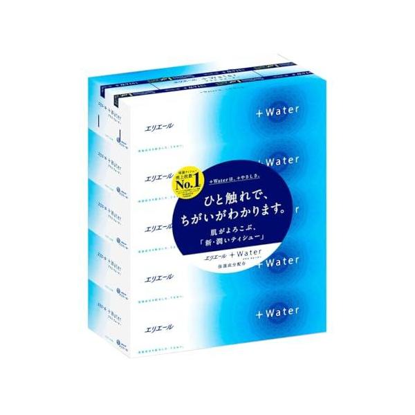 他サイト： エリエール +Water(プラスウォーター) 180組360枚×5箱入り パルプ100% (5個パック×3個（15個）)の商品画像