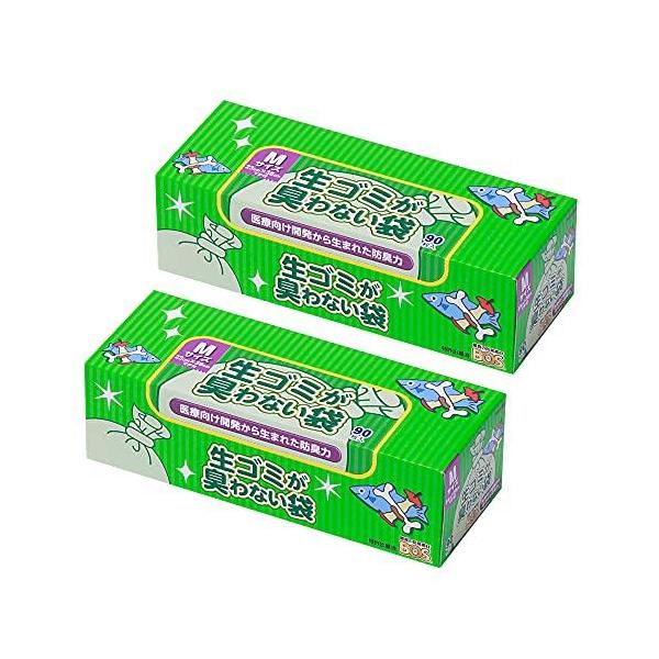 他サイト： 驚異の防臭袋 BOS (ボス) 生ゴミが臭わない袋 2個セット 生ゴミ処理袋【袋カラー：白】 (Mサイズ 90枚入)の商品画像