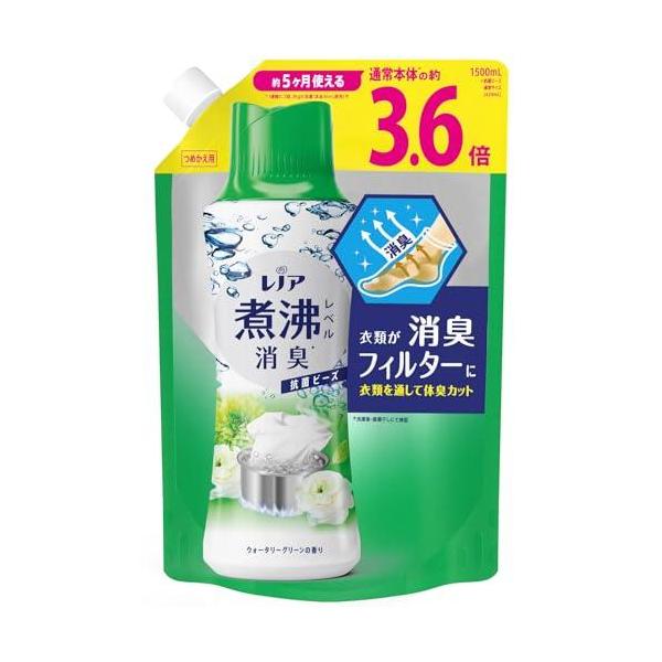 他サイト： レノア 超消臭 煮沸レベル消臭 抗菌ビーズ ウォータリーグリーン 詰め替え 大容量 1,500mLの商品画像