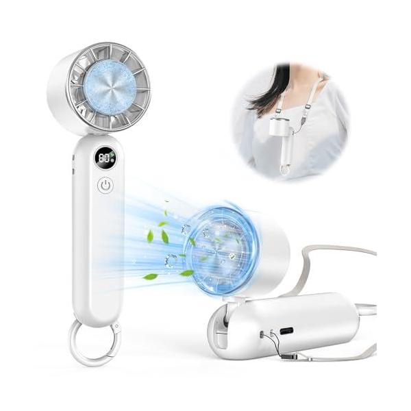他サイト： ハンディファン 冷却プレート搭載 携帯扇風機 冷感 手持ち扇風機 3段階風力調節 長時間稼働 ミニファン 熱中症対策 USB充電式 小型 卓上 首掛の商品画像
