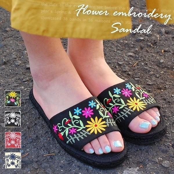 サンダル エスパサンダル エスパフラワー刺繍サンダル 履物 靴