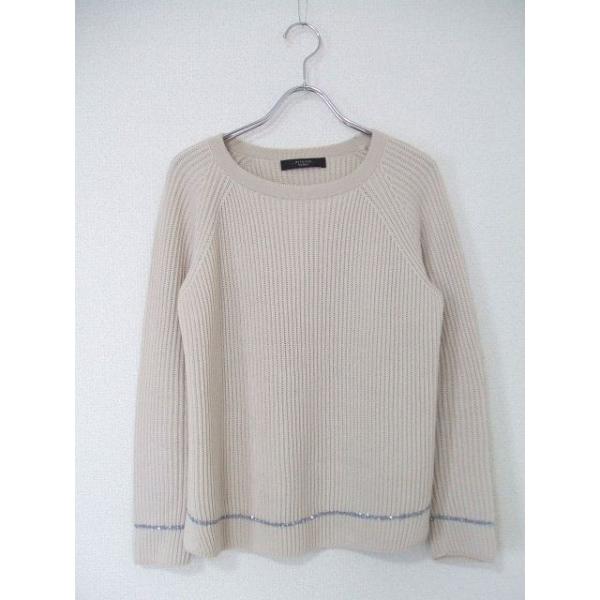 Max Mara - Max Mara/コットンウール/スパンコール装飾/ニット/セーター/マックスマーラ/グレージュ【中古】【レディース】1-0823T▲ Max Mara Mara/コットンウール/スパンコール装飾/ニット