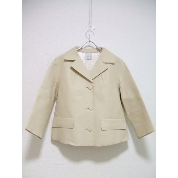 Ameri VINTAGE フェイクレザー テーラードジャケット ベージュ  