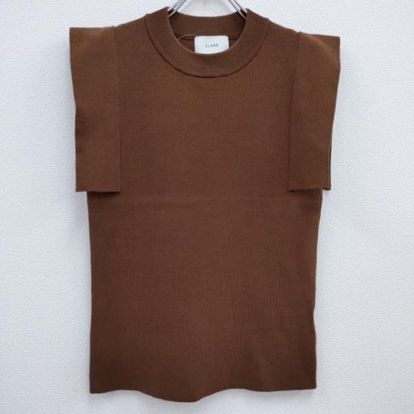 CLANE - CLANE 13106-2012 SQUARE SLEEVE KNIT TOPS サイズ2 ノースリーブ リブ ニット ブラウン レディース クラネ【中古】4-0711S♪ CLANE 13106-2012 SQUARE SLEEVE KNIT TOPS サイズ2