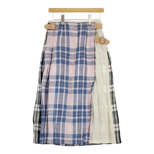 【美品】オニールオブダブリン×リバティ　巻きスカート　花柄　レザーベルト O'NEIL of DUBLIN OF リバティ 花柄 リネンキルトスカート