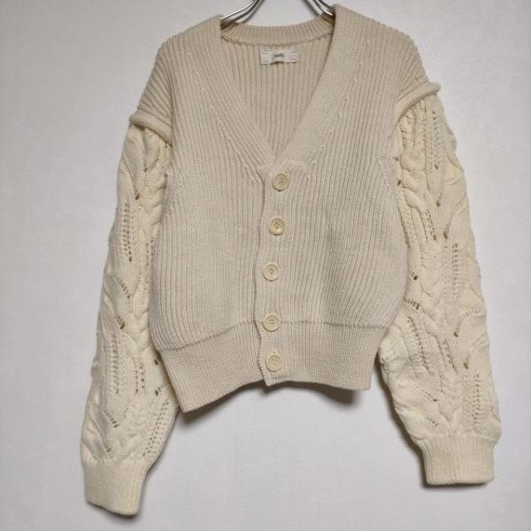 unfil フレンチ メリノウール ケーブルニット 定価38500円 カーディガン アイボリー レディース アンフィル【中古】4-1002T∞ unfil フレンチ メリノウール ケーブルニット 定価38500円