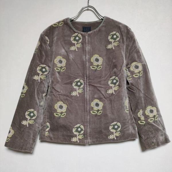 mina perhonen chum 刺繍 va2291 ブルゾン ベルベット ベロア ジャケット グレー レディース ミナペルホネン【中古】4-1117T∞ mina perhonen（ミナペルホネン） mina perhonen chum 刺繍 va2291