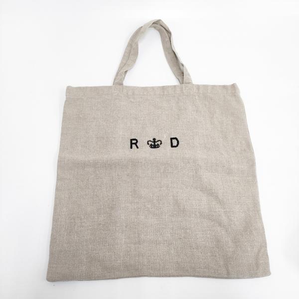 R&D.M.Co- 刺繍 キャンバスリネン トートバッグ ベージュ オールド