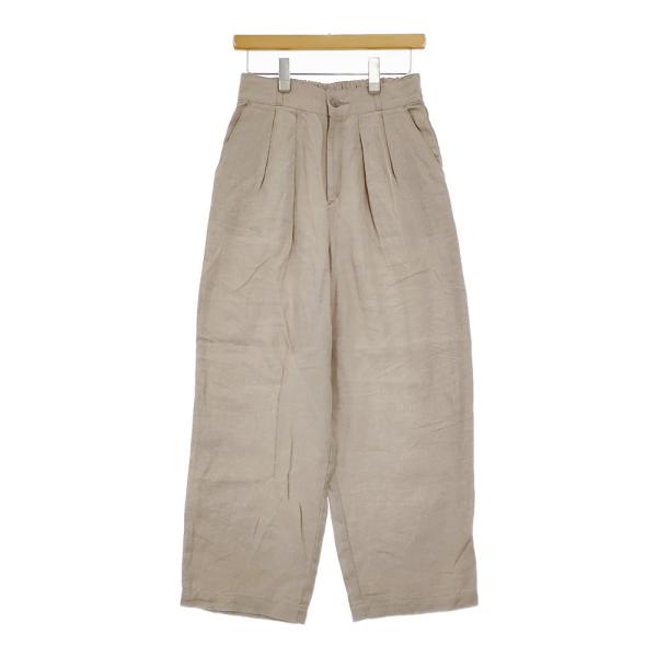 SHIPSシップス フレンチリネンタックパンツ麻グリーン緑ワイドパンツLサイズ SHIPSシップス フレンチリネンタックパンツ麻グリーン緑ワイド