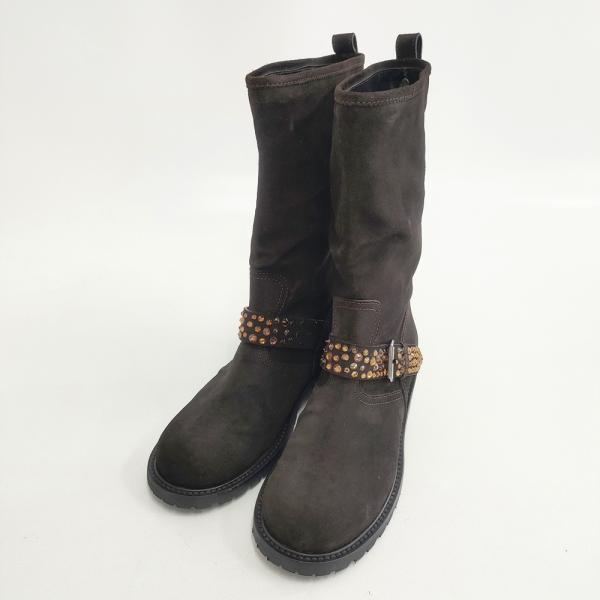 GIUSEPPE ZANOTTI DESIGN イタリア製 ラインストーンスタッズ エンジニアブーツ ブラウン ジュゼッペザノッティデザイン 5-1119T 256300